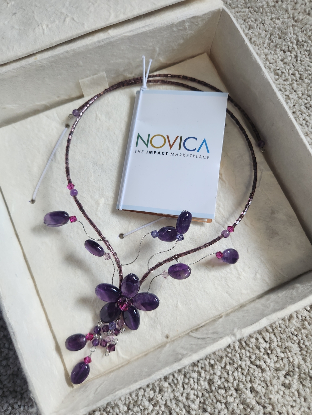 Purple Amethyst Floral Statement Necklace